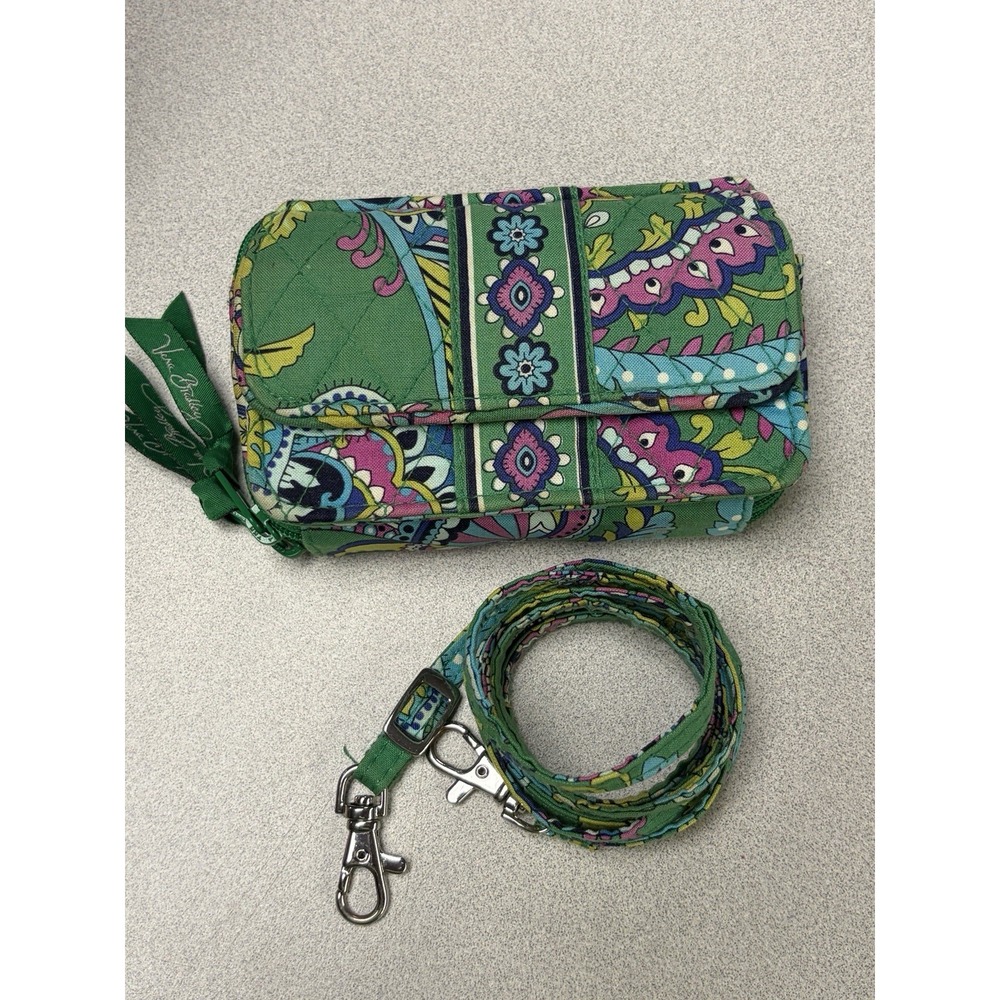 Vera Bradley Emerald Paisley All In One Crossbody Wallet Wristlet Purse
